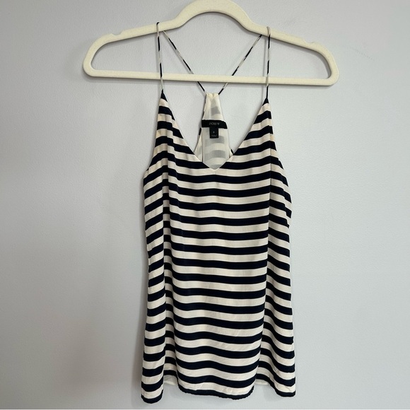J. Crew Silk Carrie Cami Navy Blue White Striped Halter Camisole Women’s Size 0 - Picture 1 of 5